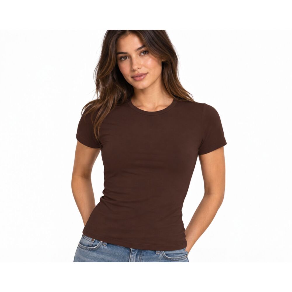NEW SKIMS Soft Smoothing Seamless Short Sleeve T-Shirt Cocoa Brown XS NWT